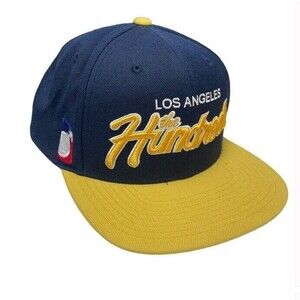 THE HUNDREDS Team Snapback Bomb Embriodery LA Script Blue OS Adjustable Cap Wool